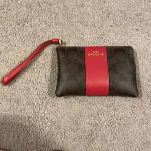 Coach wristlet brown and red